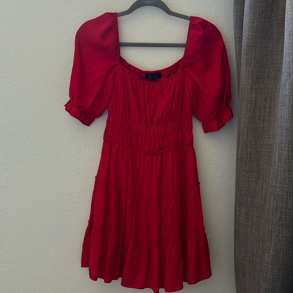 Red Puff Sleeve Cottagecore Dress